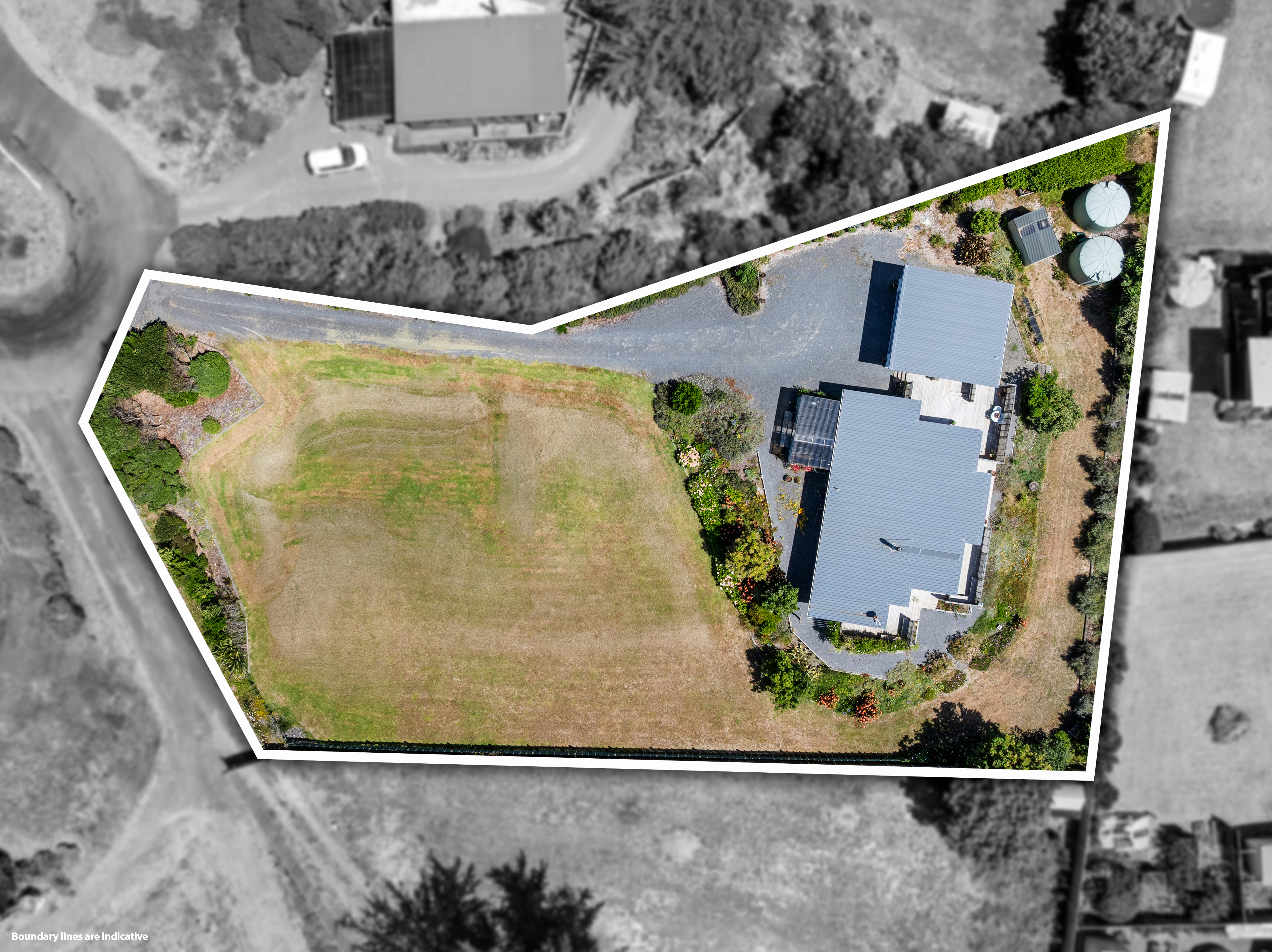 Aerial boundary overlay of rural property