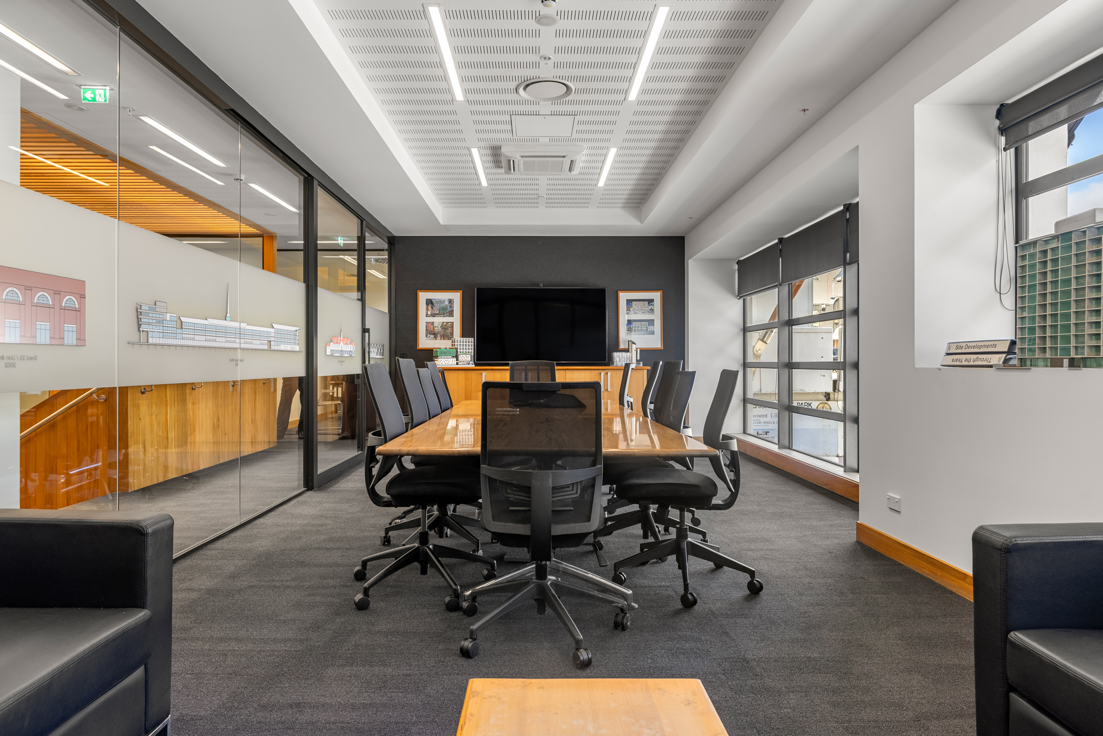 Modern boardroom with glass walls