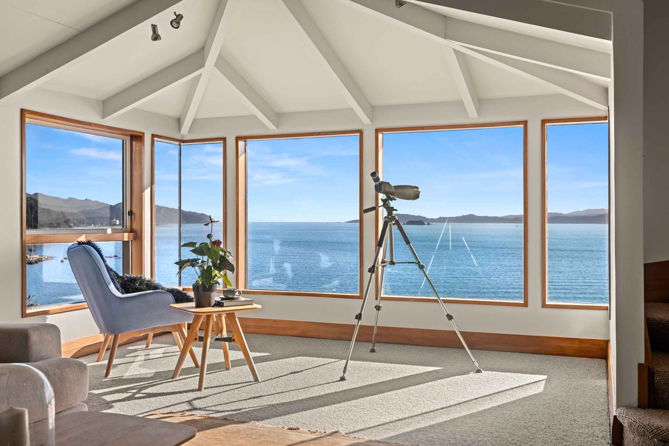 Living room with panoramic harbour views
